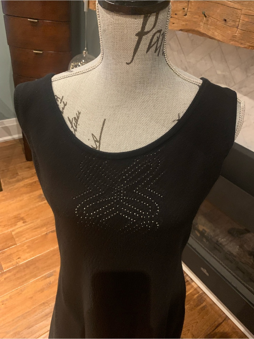 Black Sleeveless Knit Dress with Cut-out Detail